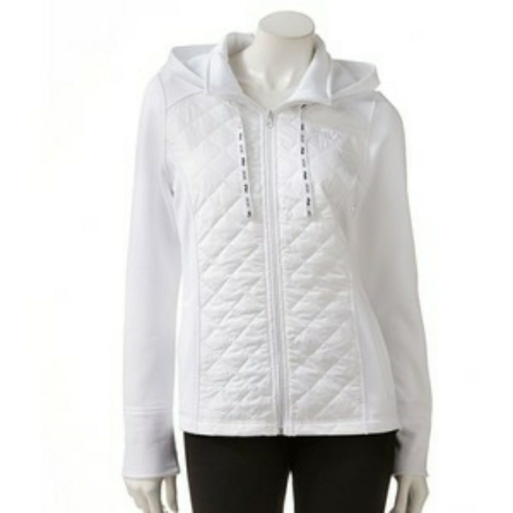 EUC FILA white fleece hooded jacket